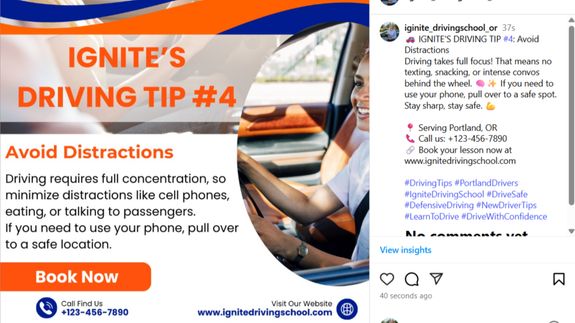 Follow us on Socials For Driving Tips & Student Wins