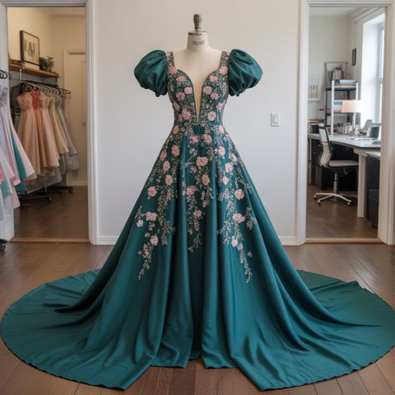 pink formal floral dress A Line Floral Pink Long Prom Dress – Sunnderly