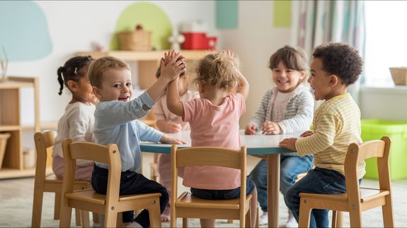 A Woman Story Telling with Two Children in Bed