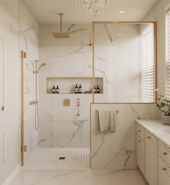 Bathroom with bidet and bathtub near sink on counter