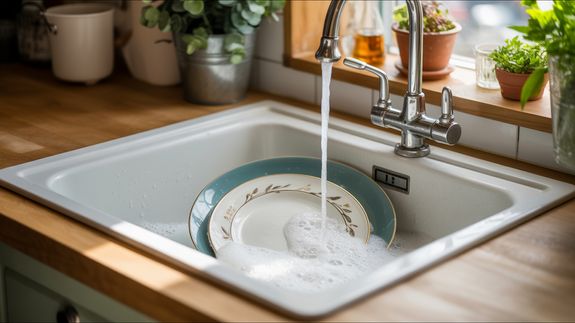 A Person Cleaning a Kitchen Counter