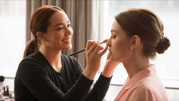 Woman Wearing Gown Looking at Mirror