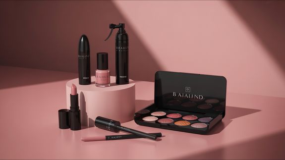 10-piece Black Makeup Brush Set on White Panel