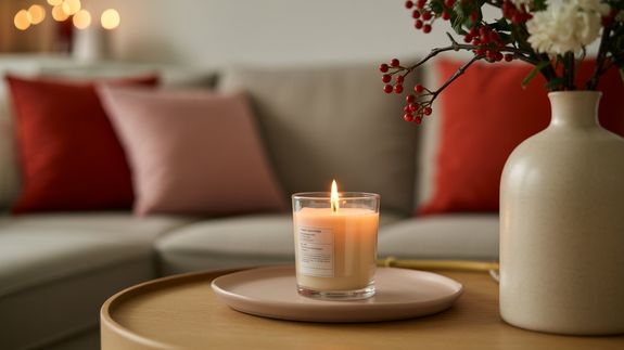 Woman Holding Lighted Votive Candle