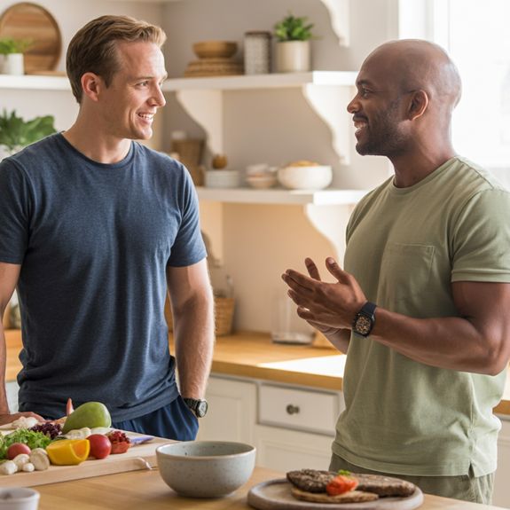A trainer supporting and giving hand to woman