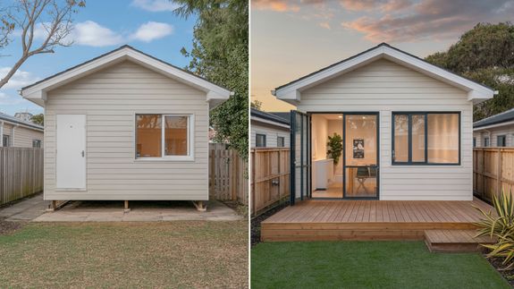 High Angle Photo of Person Walking Near Backhoe