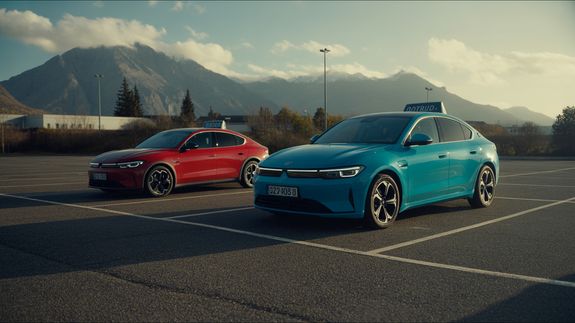 Aerial Photography of Blue Car on Road