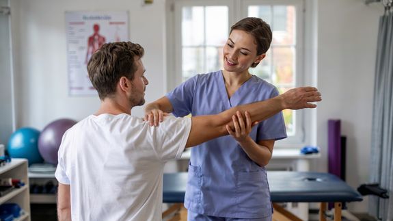 Physiotherapist Touching Womans Back 