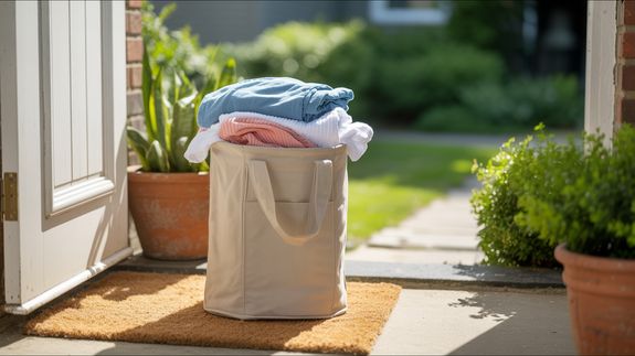Blue Textile on Gray Round Frame