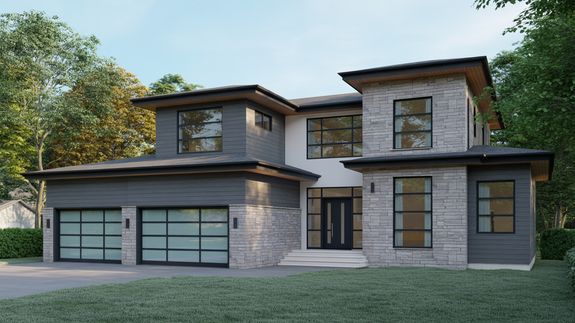 Blue and Gray Concrete House With Attic during Twilight