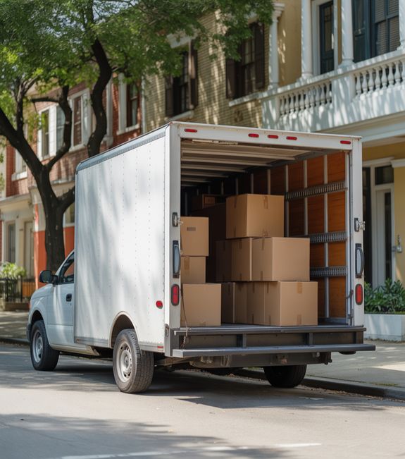 Crop man with pile of cardboard boxes for packing belongings