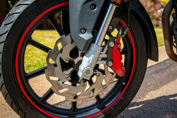 Close-Up Shot of a Motorcycle Wheel