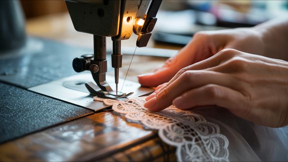 Person Using a Sewing Machine