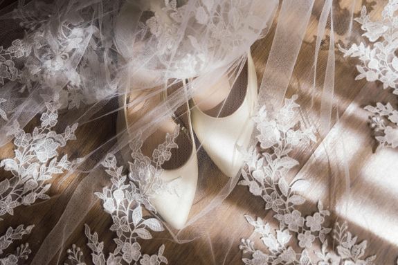 Wedding Heels under Veil