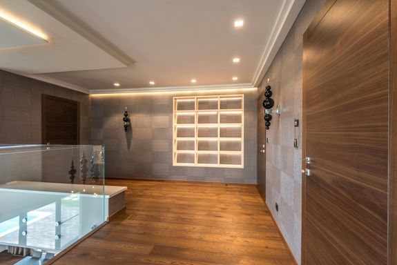 Brown Wooden Doors With Silver Door Lever