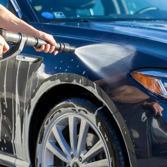 Parked White Coupe during Night