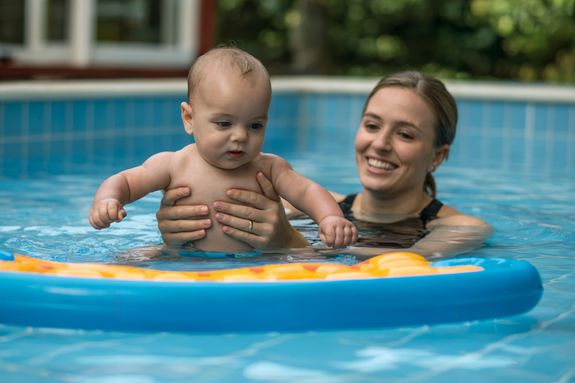 Swimmer Swimming in a Pool
