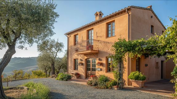 Two Brown Wooden Lounge Chairs at the Pool
