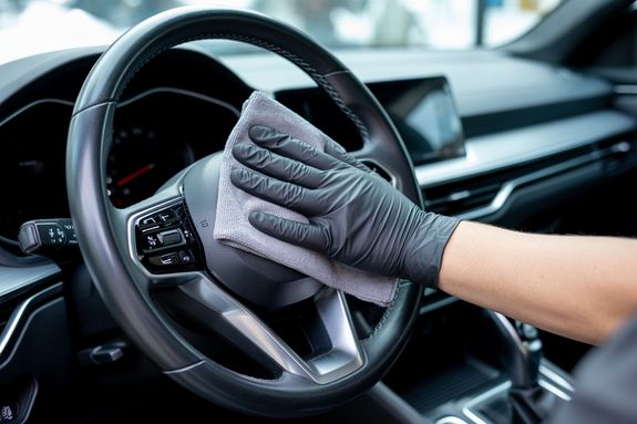 Parked White Coupe during Night