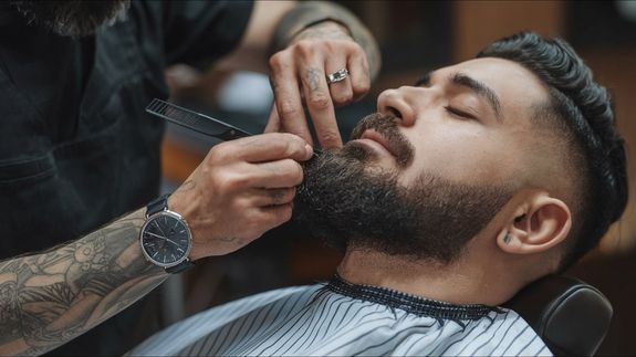 Man Getting a Beard Cut