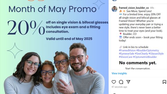 Follow Us on Socials for Monthly Promos, Eye Care Tips & More!