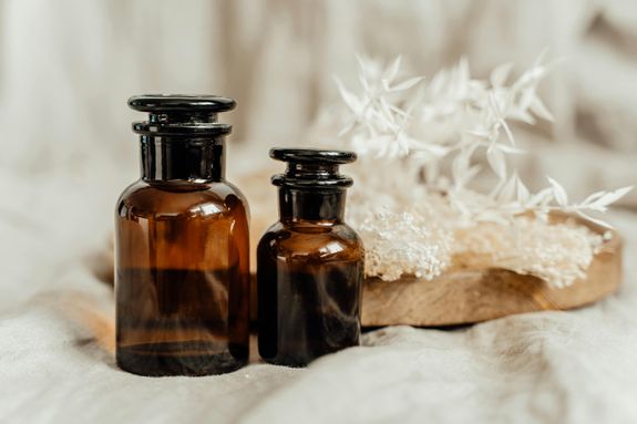 Brown Glass Bottles with Essential Oils