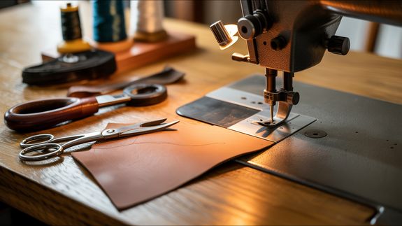 Person Putting Thread Through A Needle Of A Sewing Machine