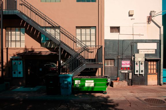 Facade of a Building with External Staircase in City 