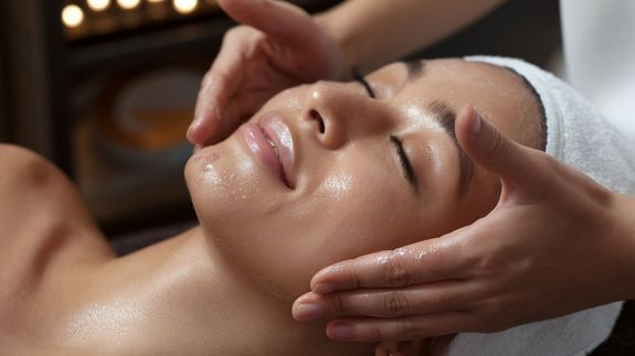 A Woman Having a Facial Treatment
