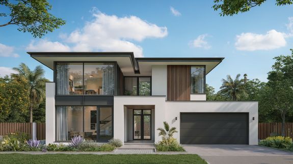 White and Brown Wooden House Near Bare Trees Under White Sky