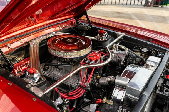 Engine and Car Parts under Open Hood