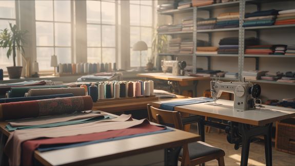 Spool of Purple Thread Near Needle Thimble and Measuring Tape