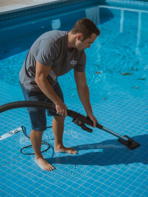 Vacuuming the Pool Floor