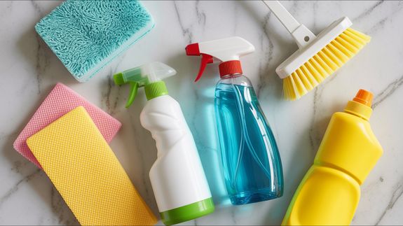 A Person Cleaning a Kitchen Counter