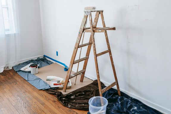 A Wooden Stepladder Inside A Room