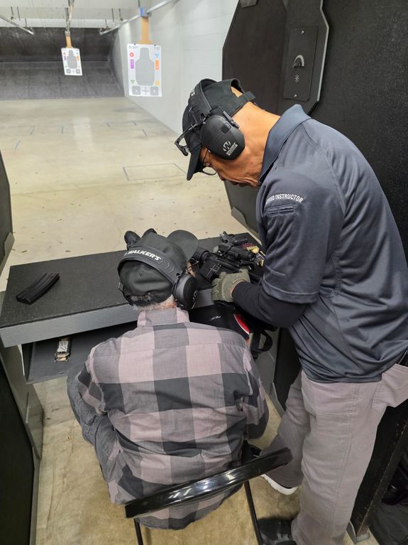 Rifle and Canisters on Wooden Background