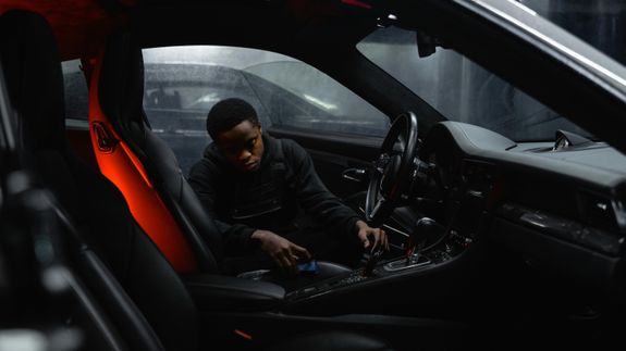 Black Mercedes Benz Sports Car Interior
