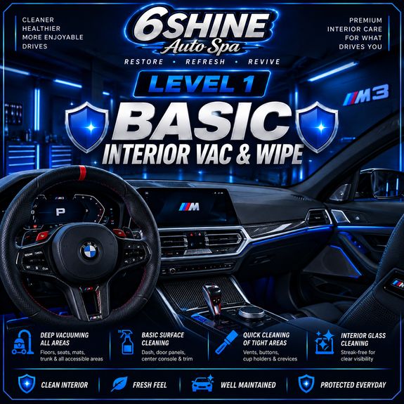 LEVEL 1 🧹 BASIC INTERIOR VAC & WIPE 🛡