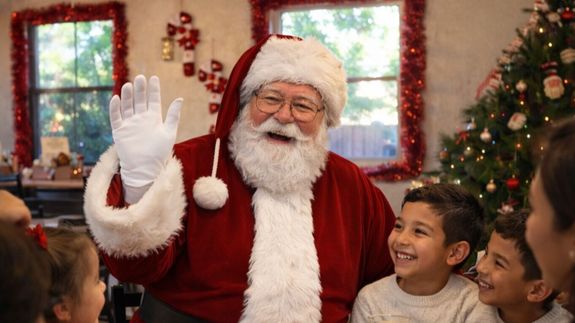 Corporate and home visits in Los Gatos by Santa Mark your Real Beard Santa Santa4California