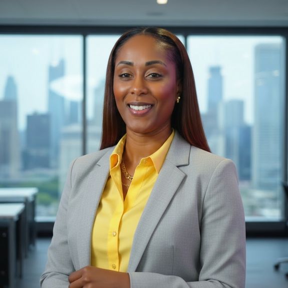 Professional businessman in a suit making a phone call in a modern office setting.