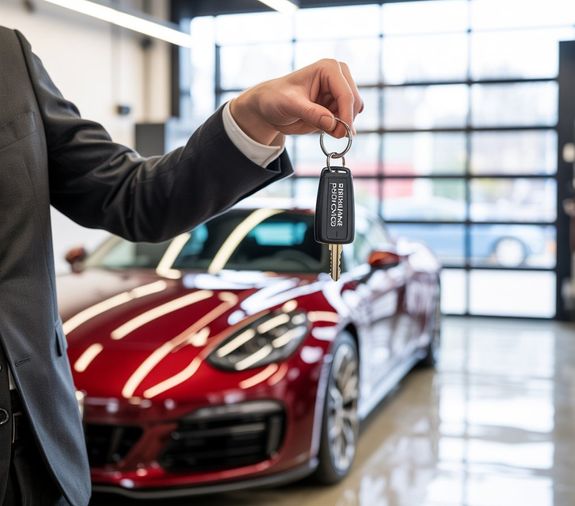 A Gray Alloy Rim on a Red Car