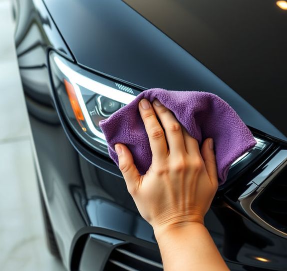 Detailed view of a shiny red car's tail light with bokeh reflections.