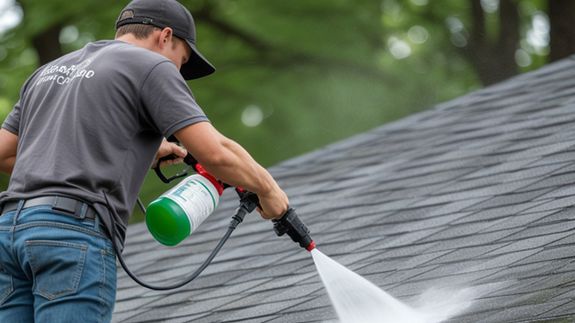 Man in Orange Jacket and Pants Standing on Road Using a Power Spray